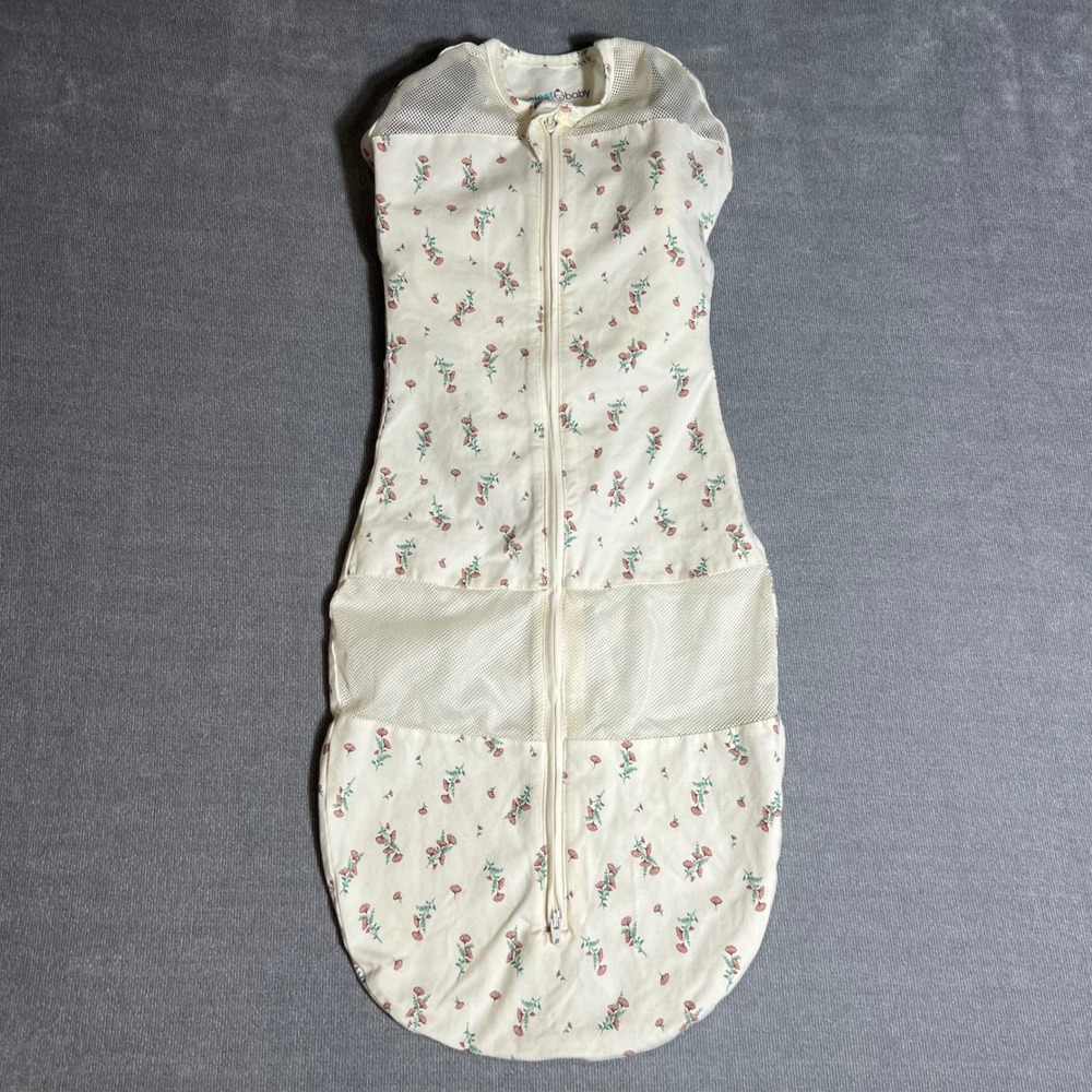 Happiest Baby Sleepea Floral Organic Cotton Swaddle Mesh Panels Cream XL